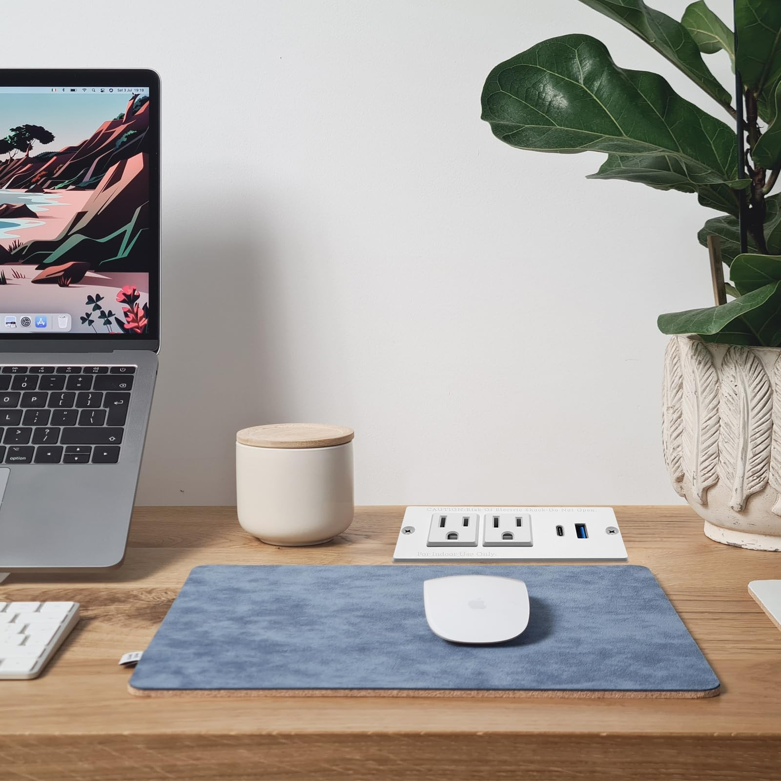 USB C Recessed Power Strip Fast Charge Desktop Power Station 2 Outlets 2 USB ...