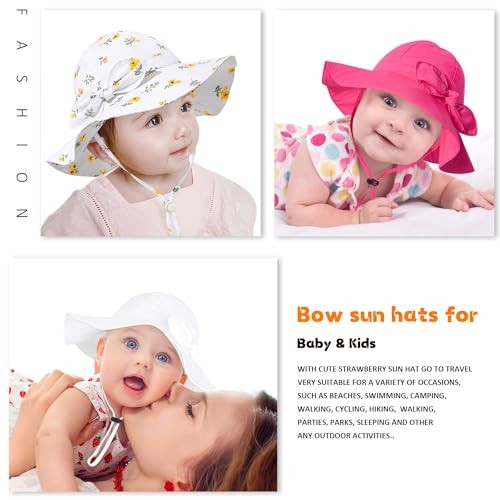 Baby Girl Sun Hat with UPF 50+ Outdoor Adjustable Beach 6-12 Months Light Pink