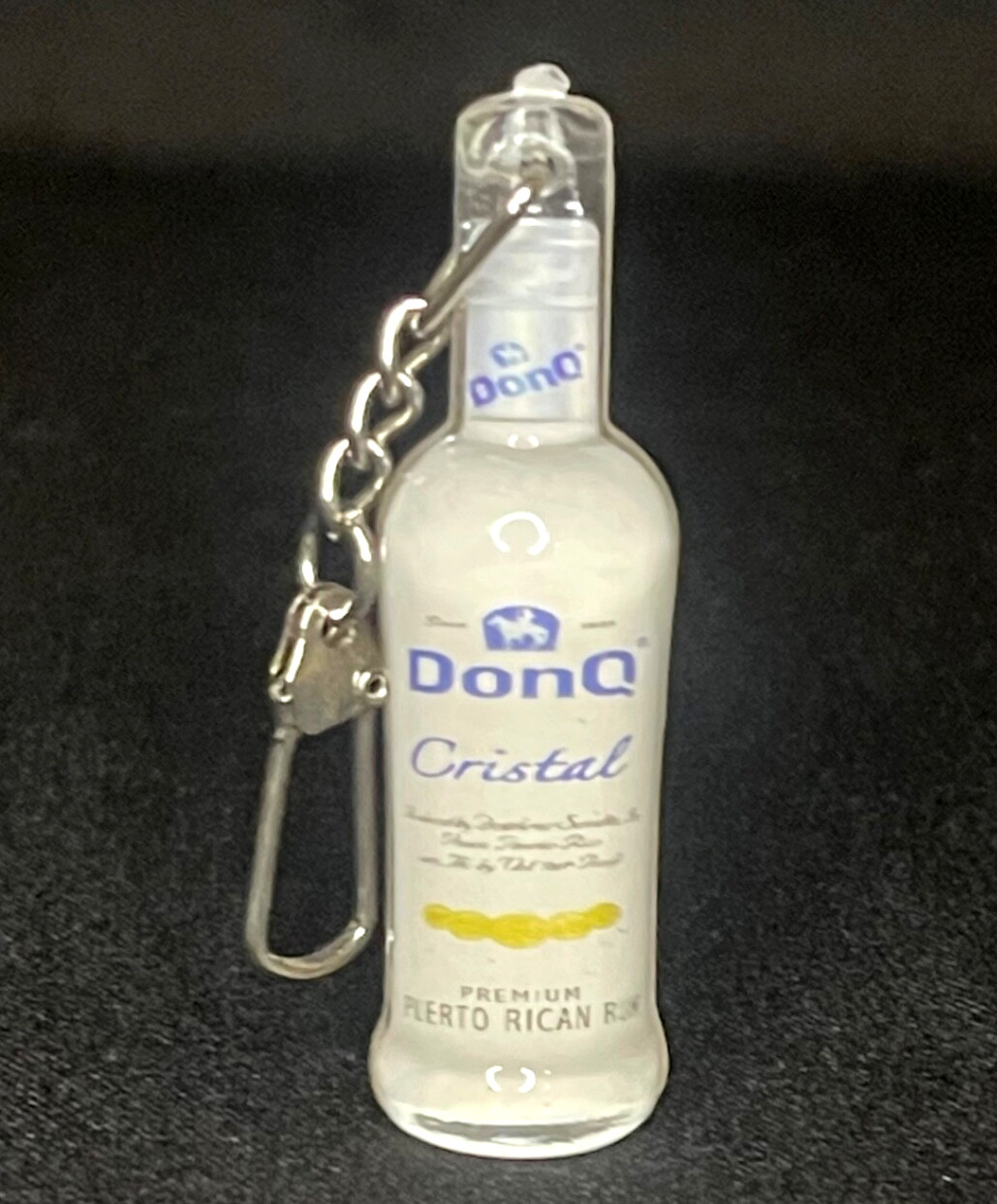 DonQ Cristal Rum Keychain Bottle Shaped Puerto Rico Liquor Advertising Keychain