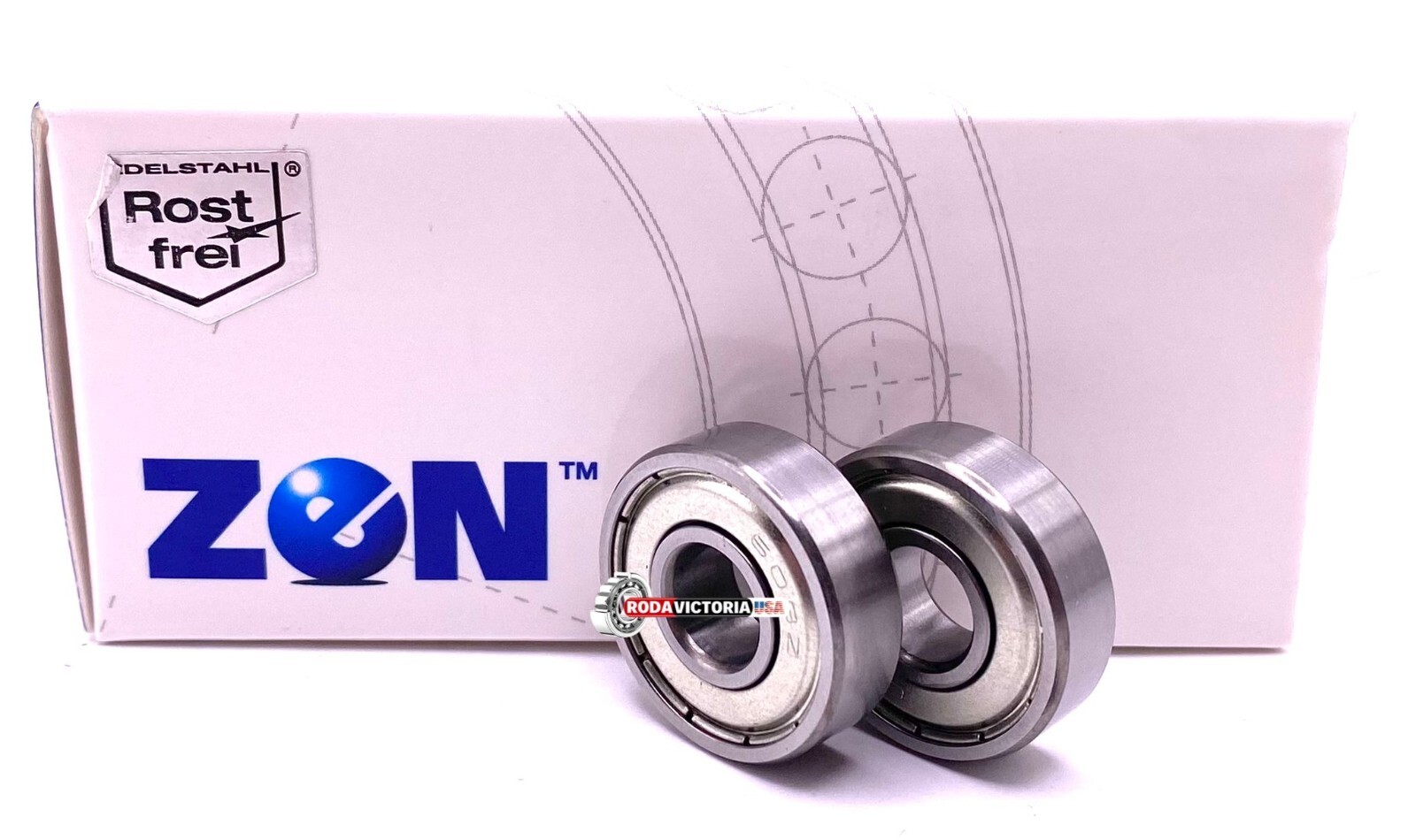 ZEN 608 ZZ (Qty. 2) Deep Groove Ball Bearing, Metal Shielded 8x22x7 mm