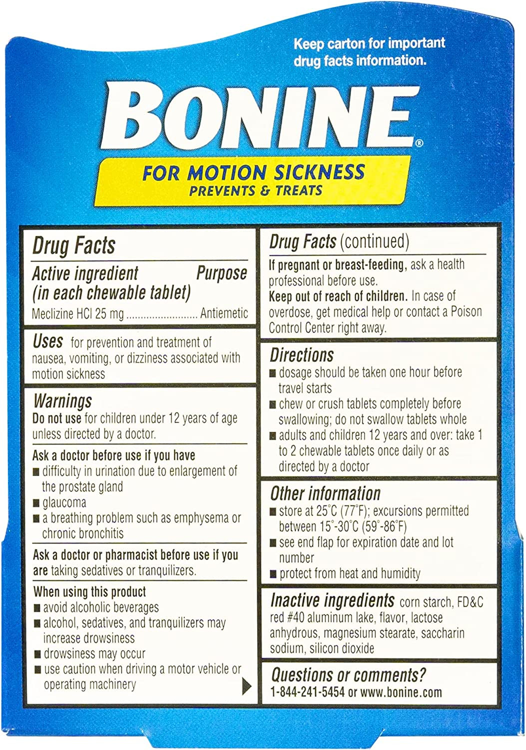 Bonine Motion Sickness Relief Chewable Tablets, Raspberry 16 + 12 ct, 2 Piece