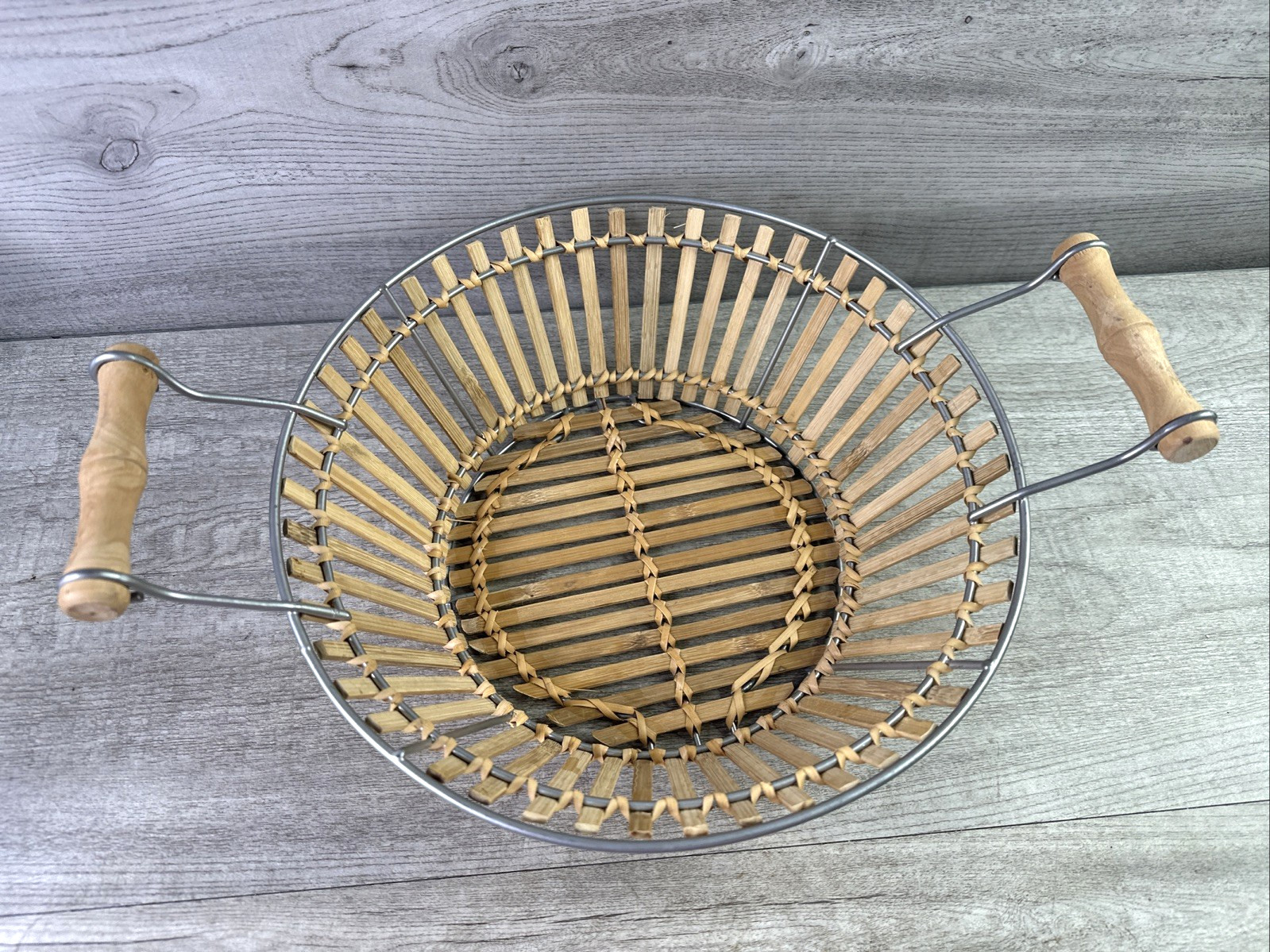 Unbranded Wicker Basket W/Handles Metal Frame