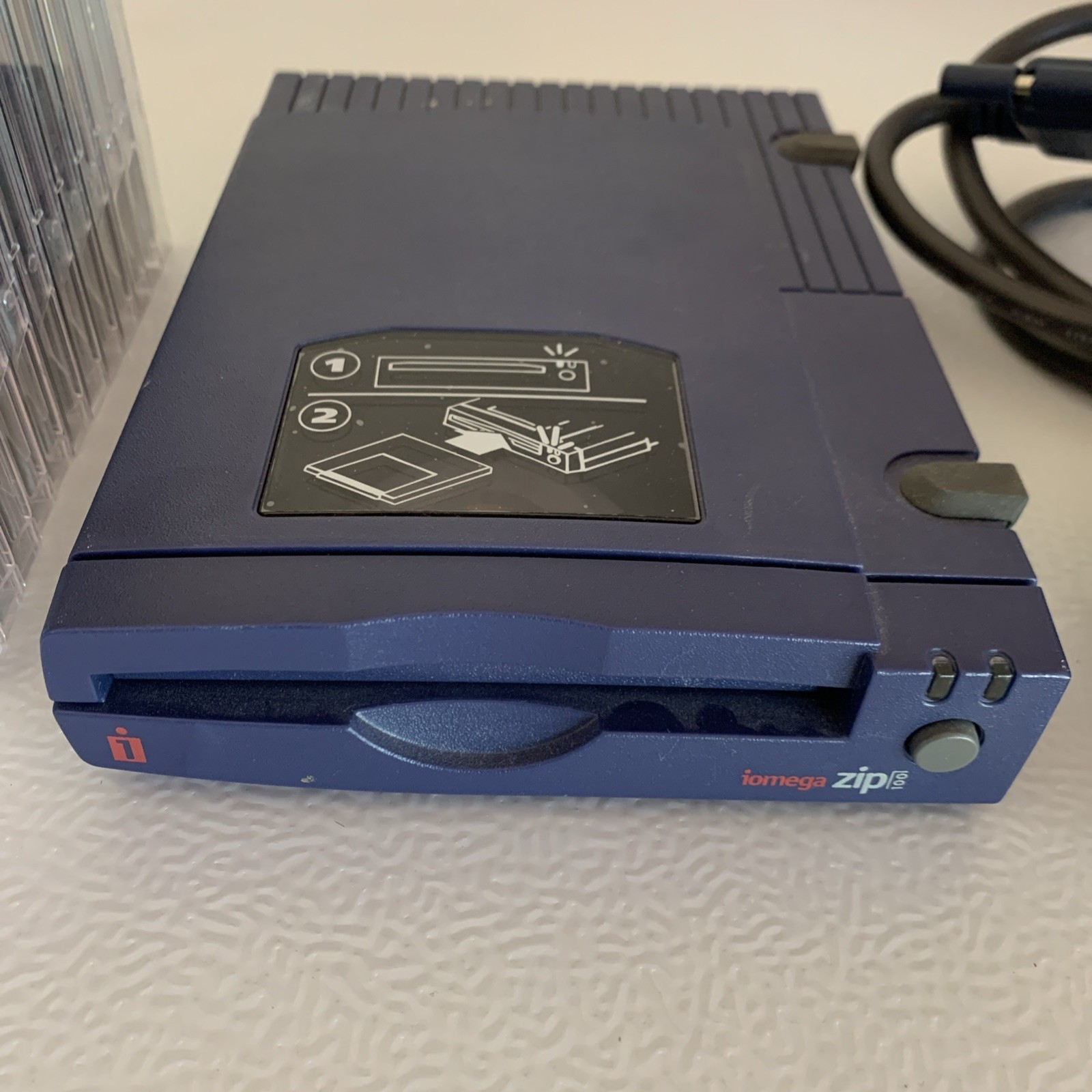 Iomega Zip Drive + Cable And Power Supply With 12 Disks