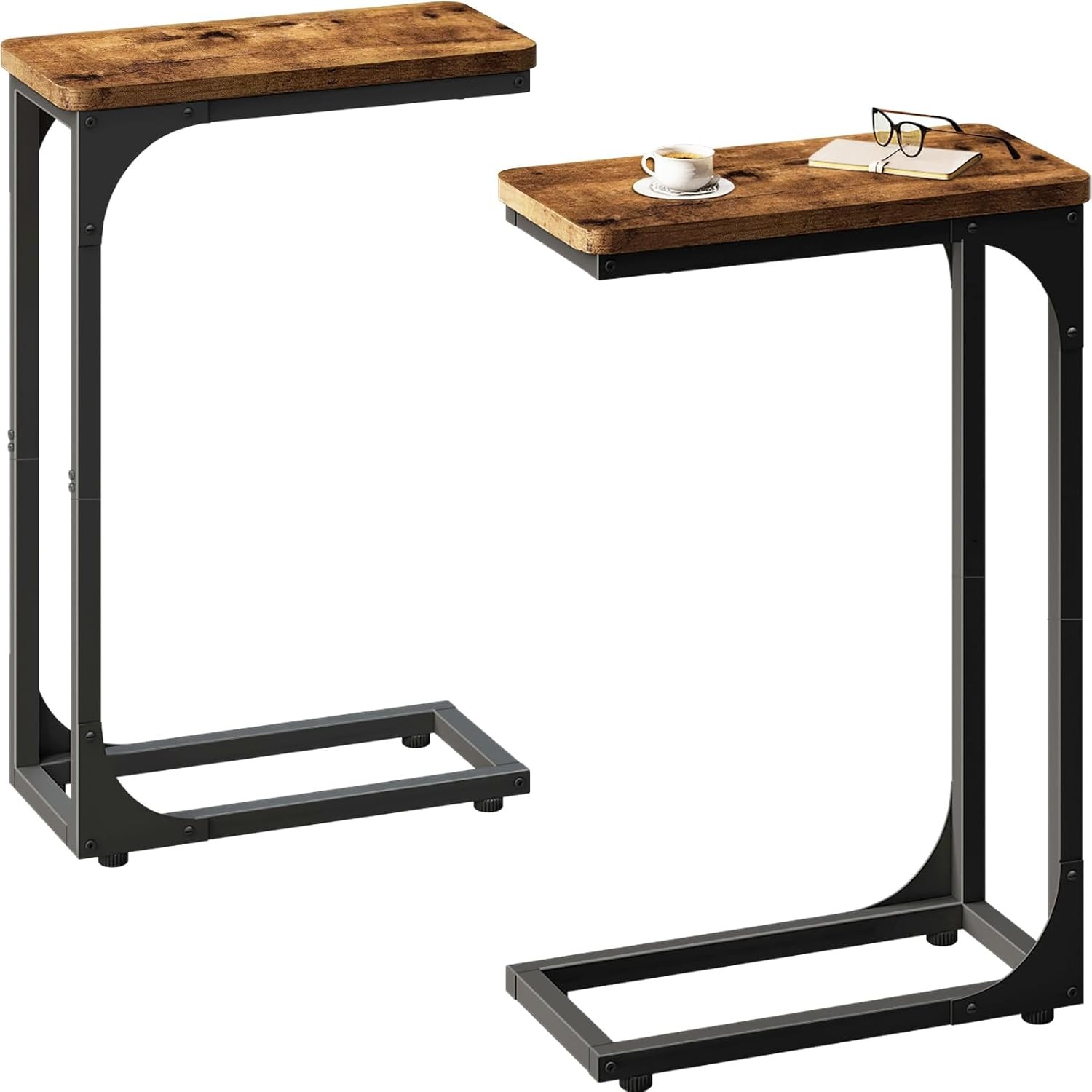 Narrow C Shaped Side Table Set of 2 Living Room Sets Slim Couch Tray Tables
