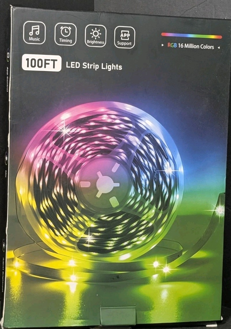 LED Strip Lights 100ft RGB Color Changing Smart App Control Music Sync