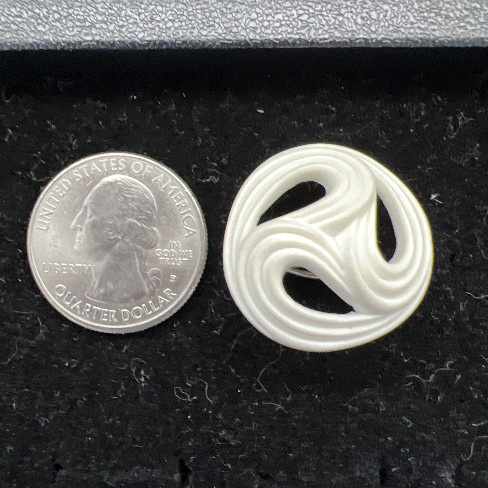 White Creamy Swirl Wire Wrapped Button Ring