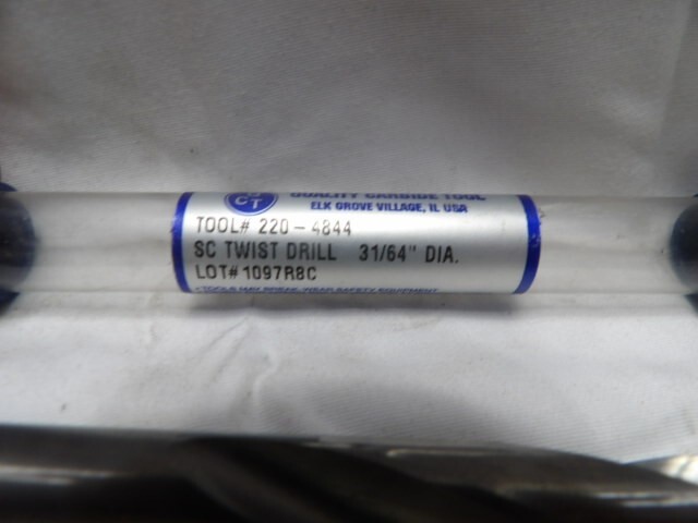 Quality Carbide Tool Solid Carbide Twist Drill Bit 31/64 Dia. Tool# 220-4844