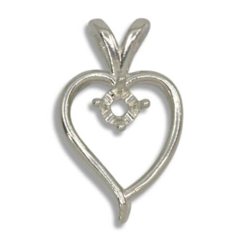 Single Stone Heart Pre-notched Pendant Mounting