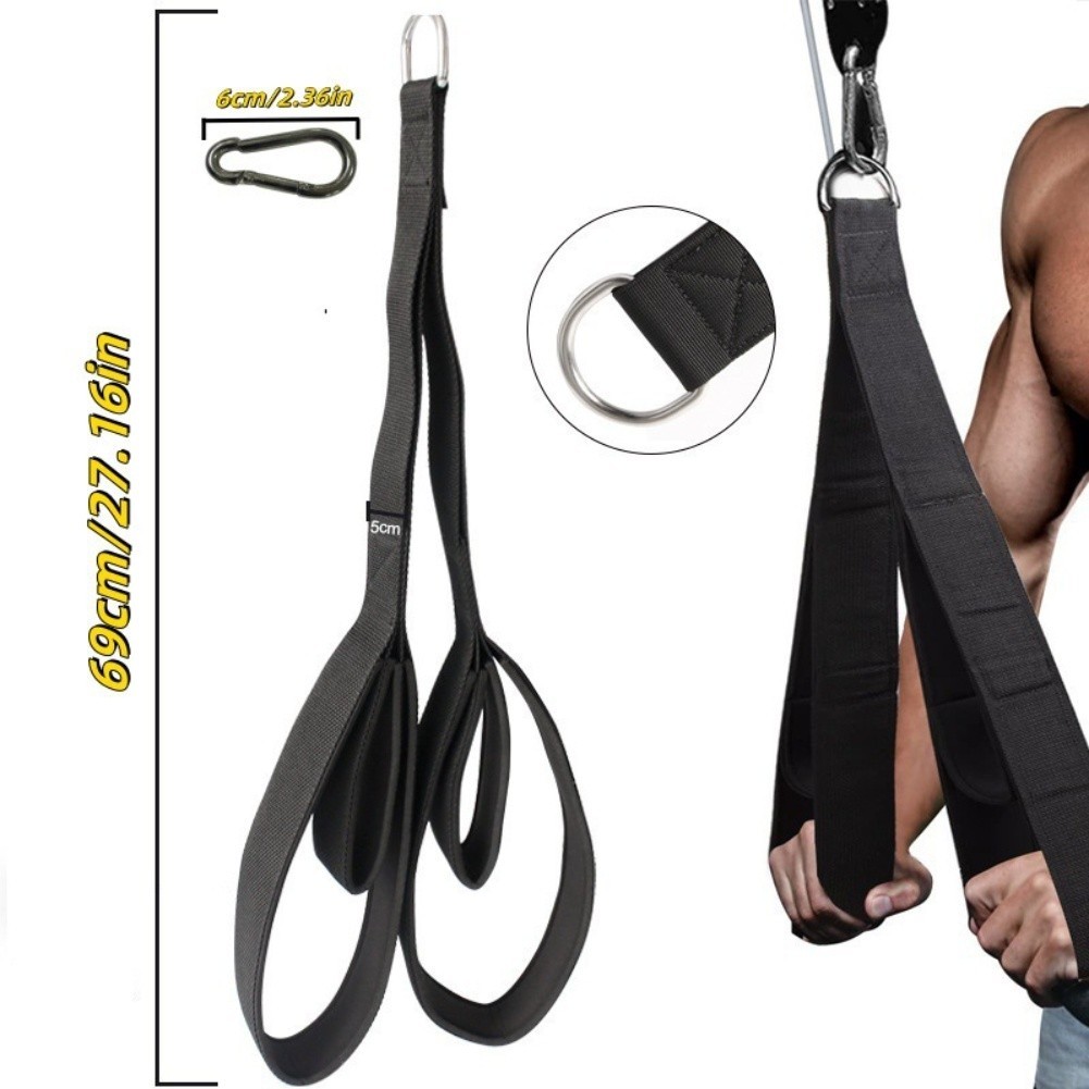 Doubleended Rope with Dual Lengths for Triceps and Lat Pulldown Exercises