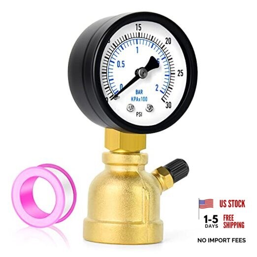 Forged Brass Air Test Pressure gauges, 3/4" FNPT 0-30Psi Brass Body