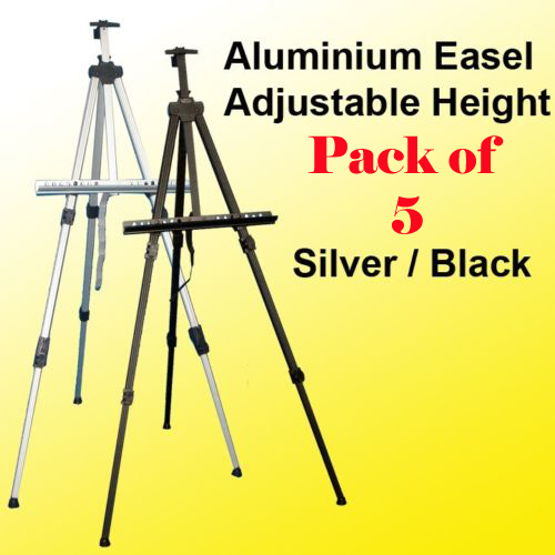 Pack of 5 Aluminium Easel Foldable Adjustable Height Lightweight Poster Menu