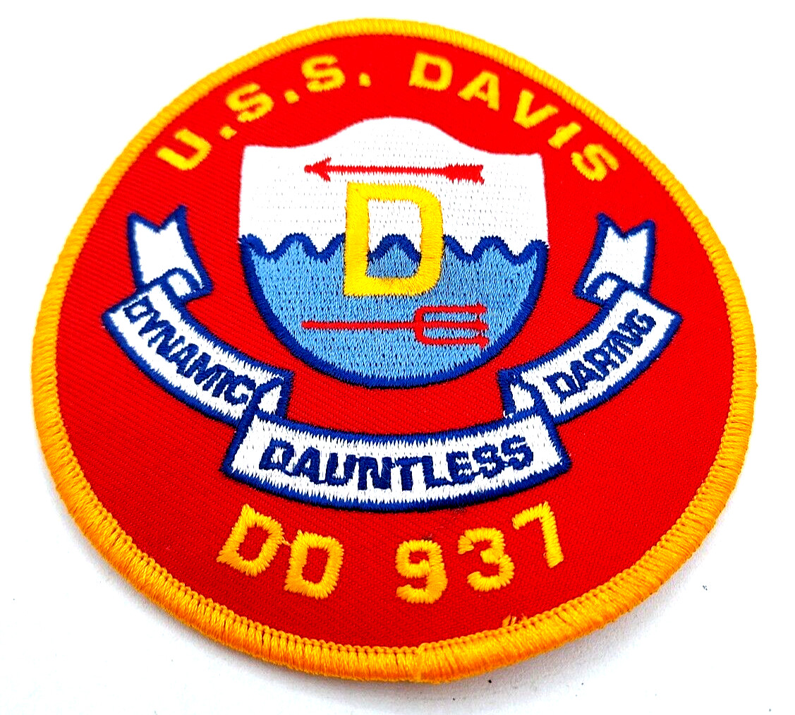 USS Davis DD 937 (Red w/D in shield) U S Navy Jacket Patch