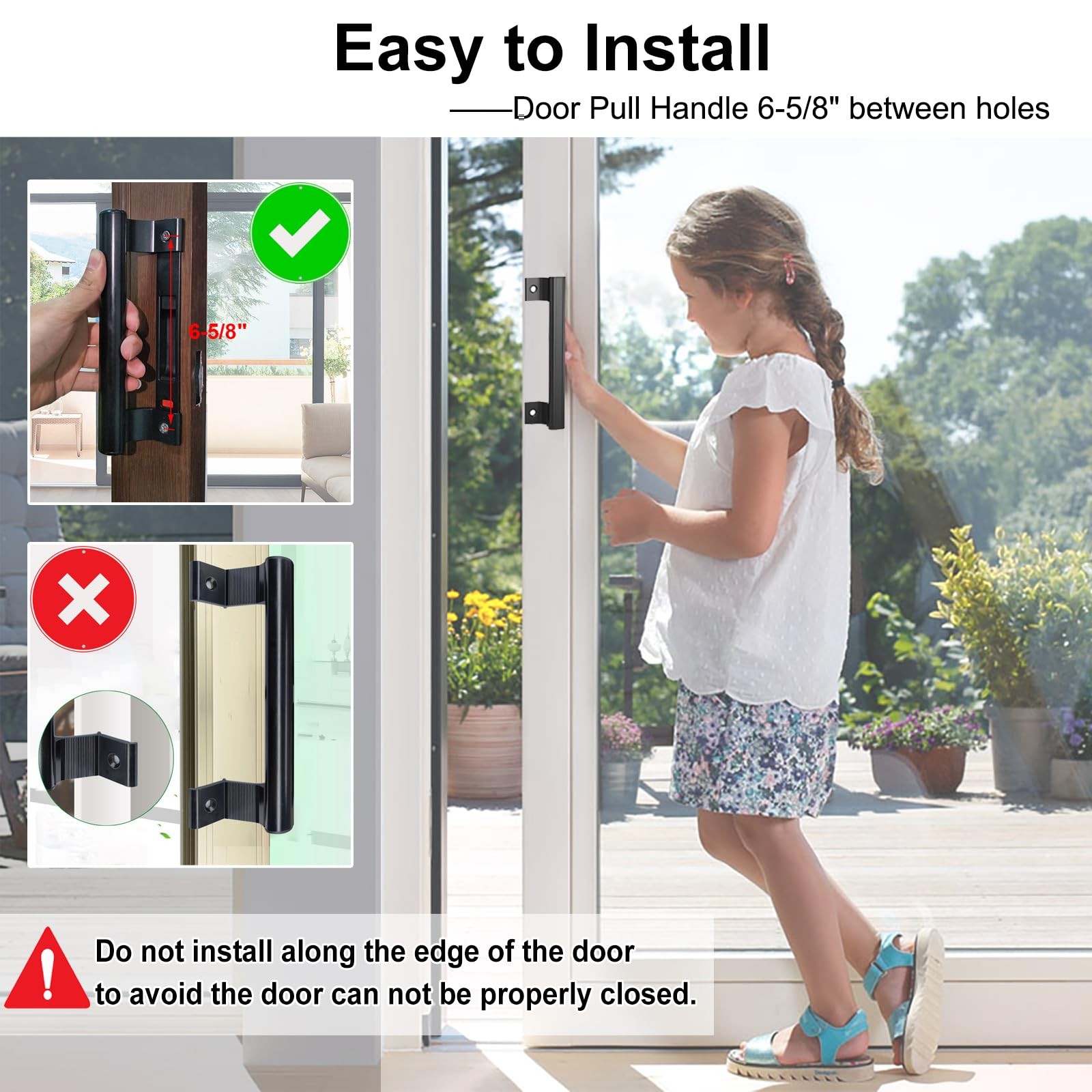Young Dance Aluminum Sliding Door Handle - 8" Glass Pull Black - no Lock