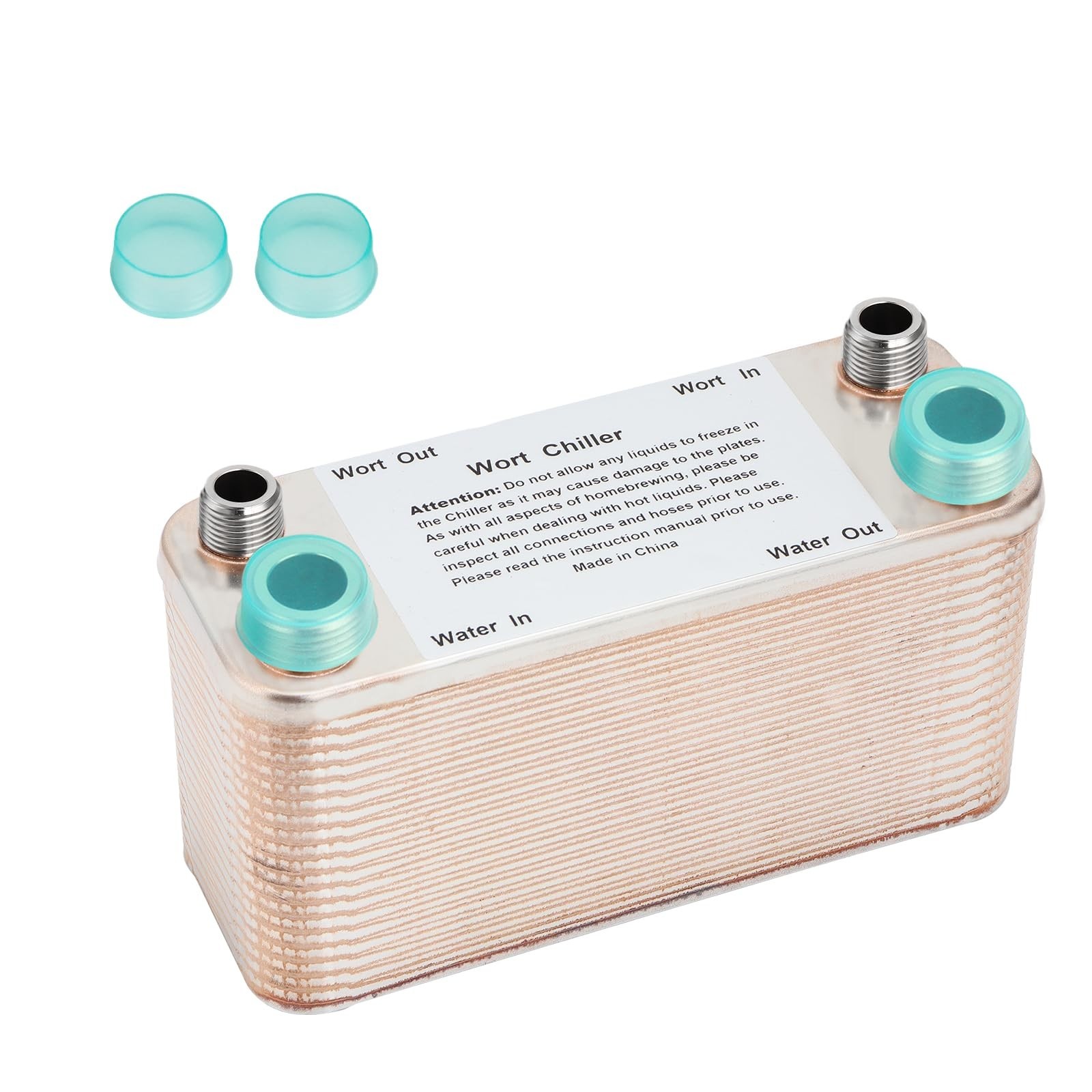 Wort Chiller, 40 Plate Stainless Steel Brazed Plate Heat Exchanger, 1/2 NPT &...