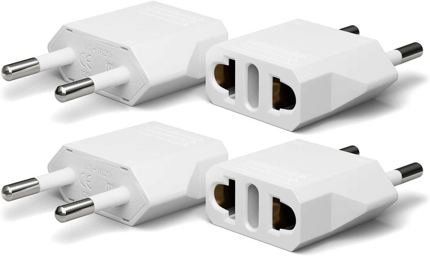 4 Pack European Travel Plug Adapter US to Europe Plug Adapter for Italy France