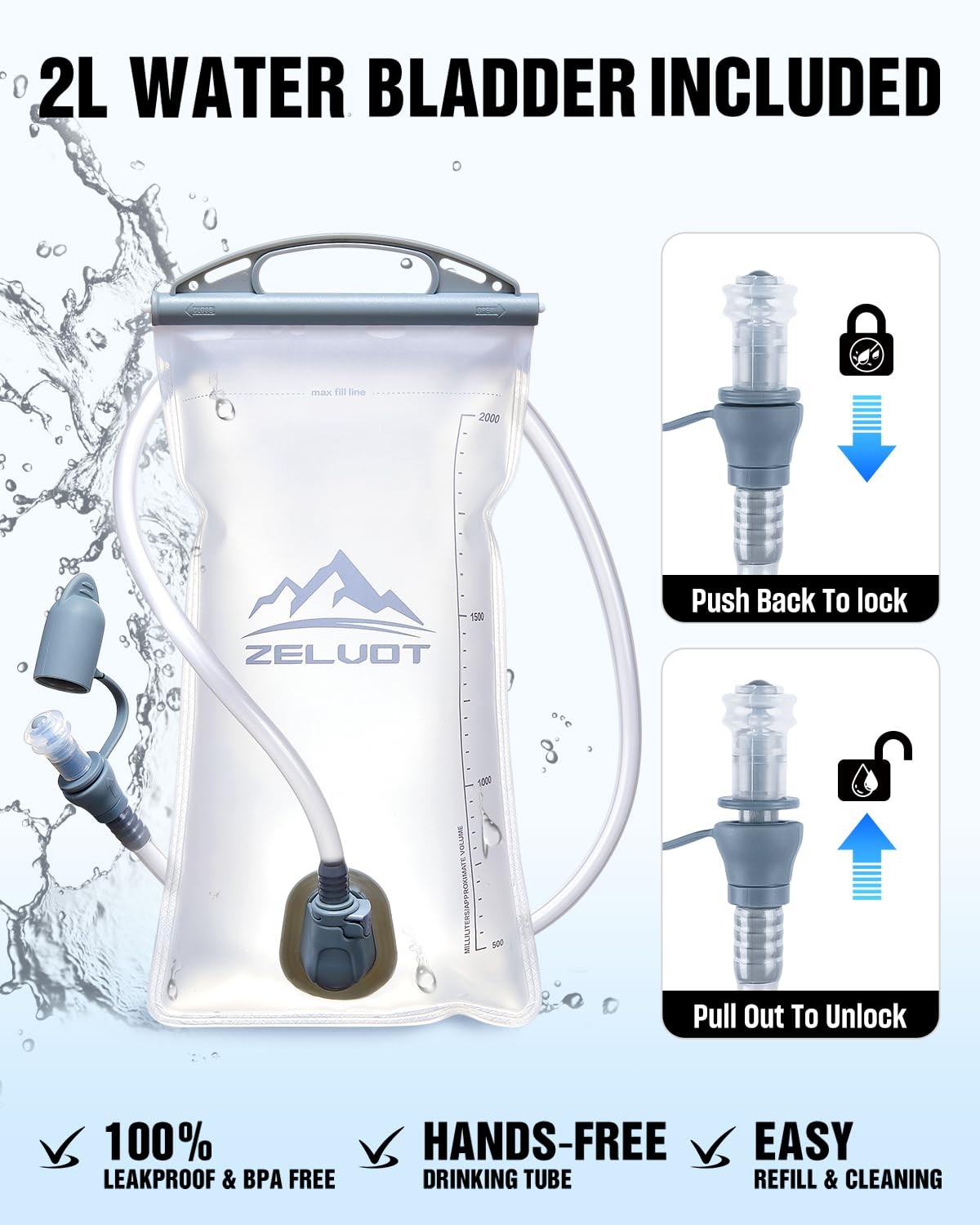 Running Vest with 2L Water Bladder, Hydration Backpack, U.S. Design Patent, L...