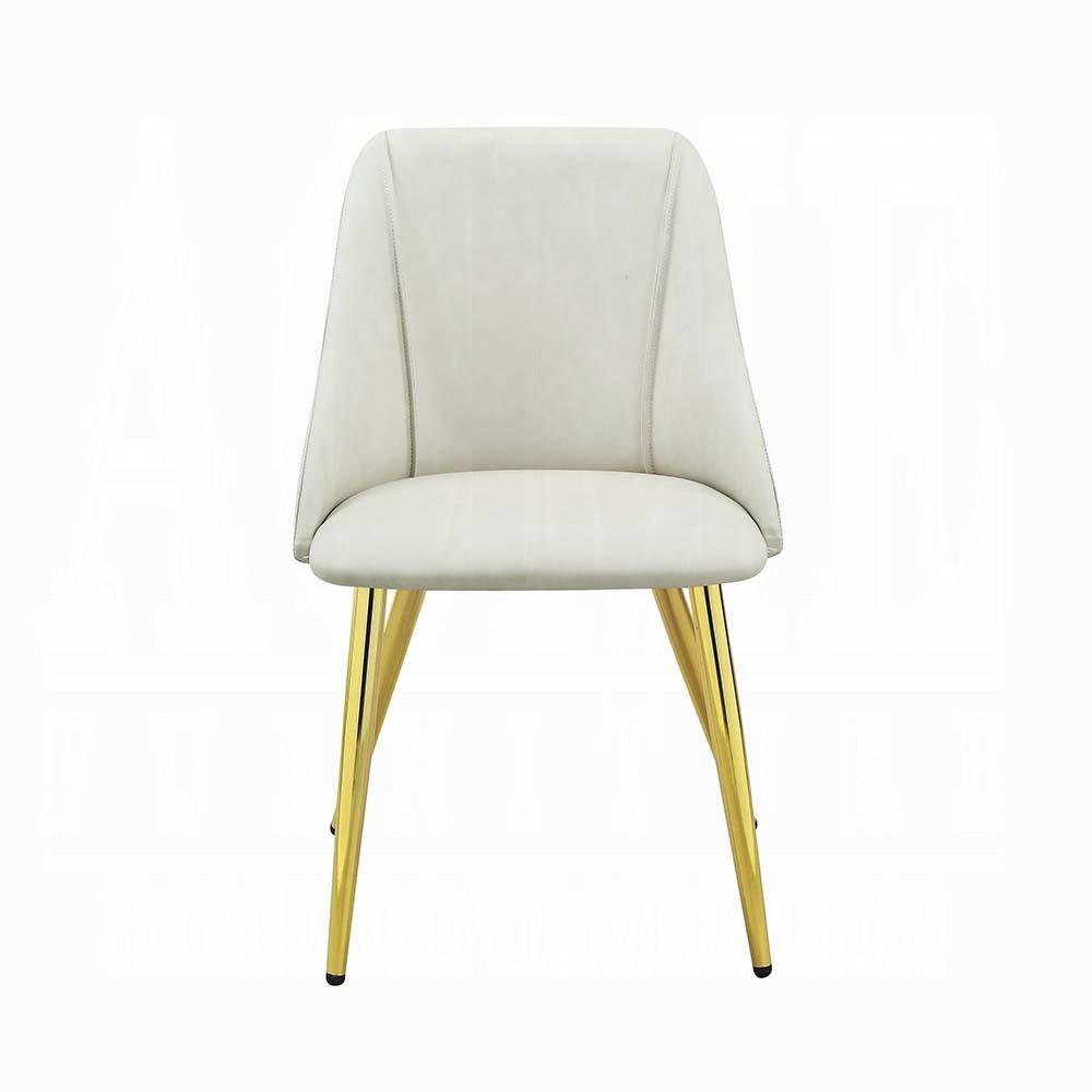 White and Gold Tight Back Side Chairs