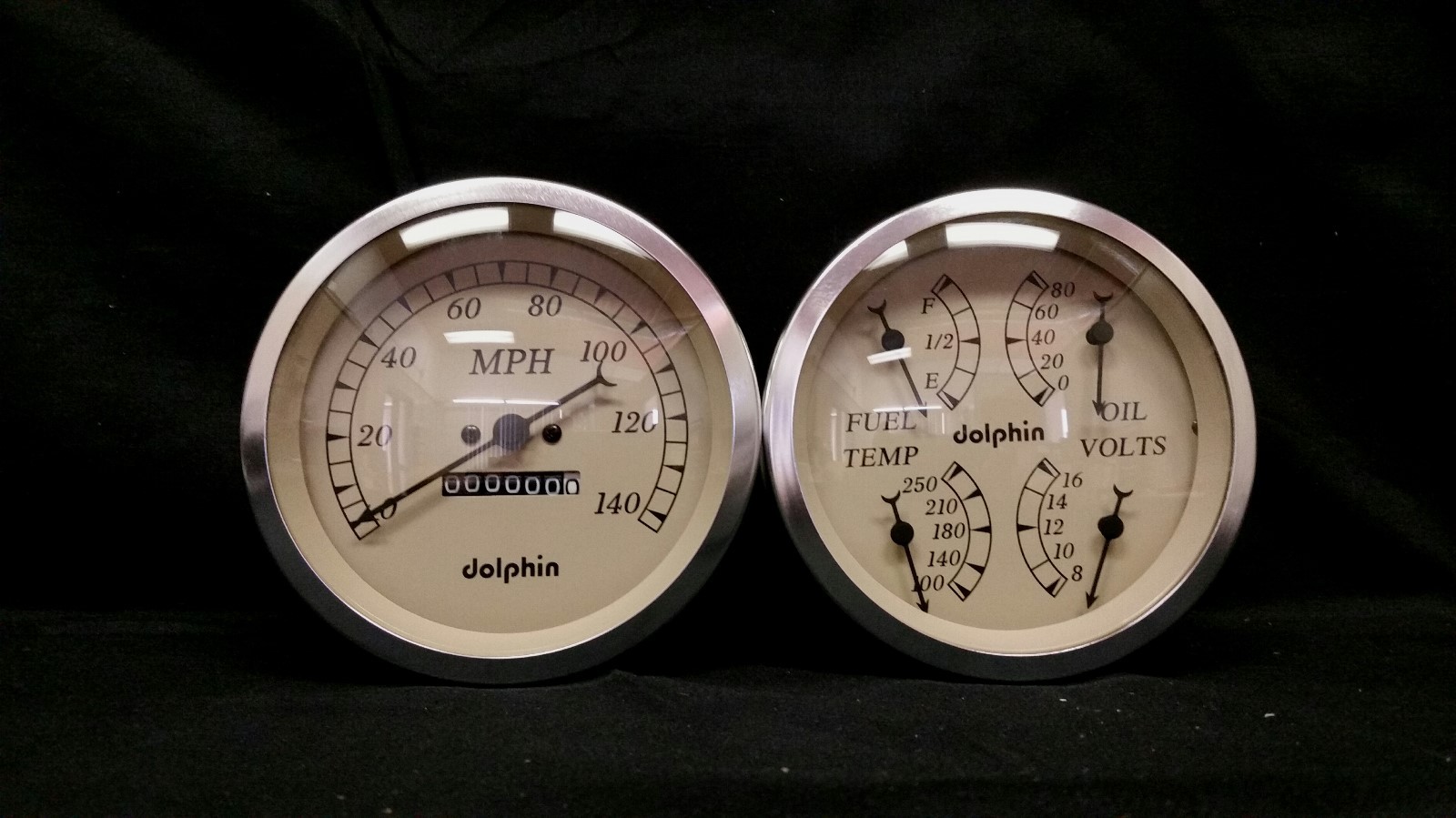 5 “ Quad TAN Mech Street Rod Gauge Set STREET ROD HOT ROD, UNIVERSAL       