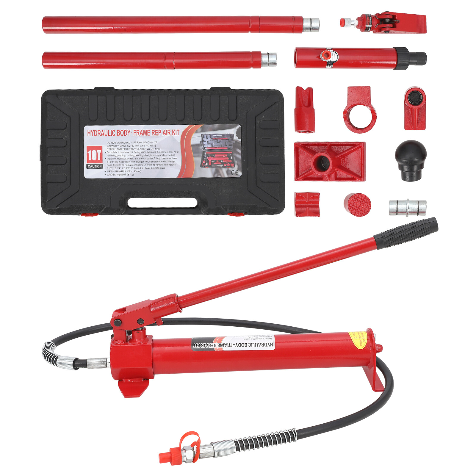 4-10 Ton Hydraulic Porta Power Jack Car Auto Tool Lift Ram Body Frame Repair Kit