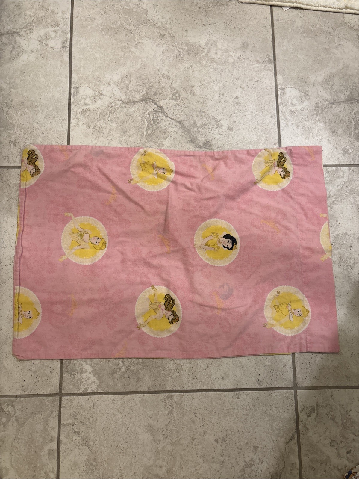 Disney Princess Pillow Case Pink Gold Preowned