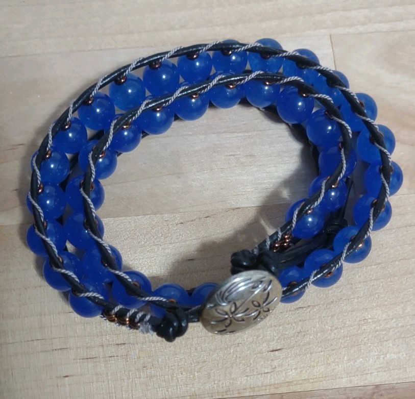 Ocean's Embrace Double Wrap Beaded Leather Bracelet