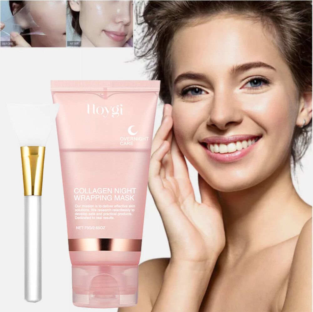 Collagen Overnight Peel-Off Facial Mask, Hydrating & Firming Night Wrapping Mask