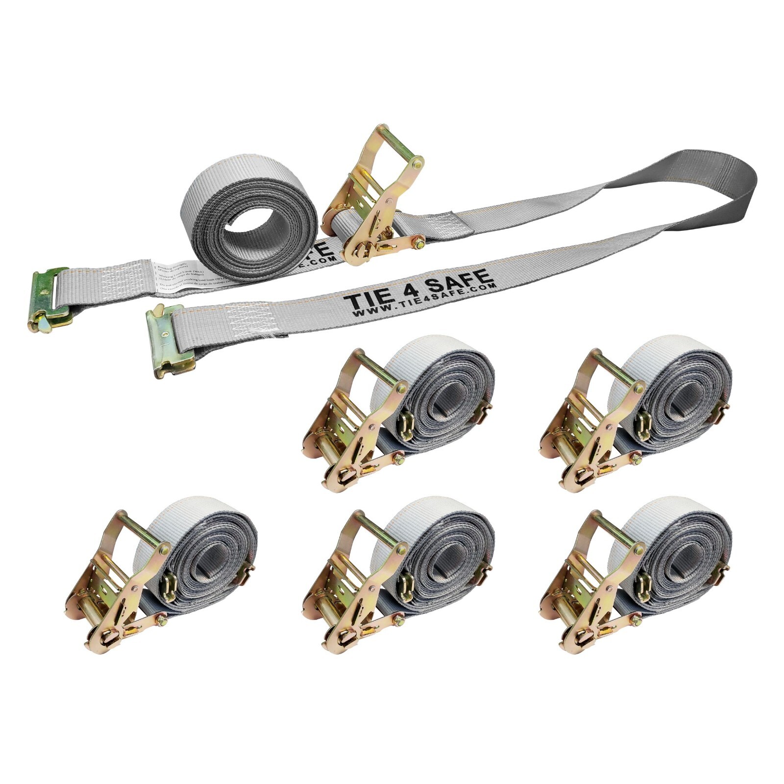 6 Pack 2" X 16' E-Track Ratchet Tie Down Strap Truck Trailer Enclosed Cargo Van