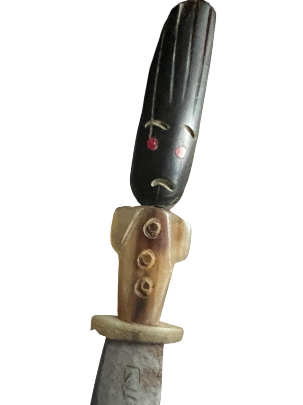 Guatemalan Chichicastenango Fixed Blade Knife W/ Sheath Carved Handle