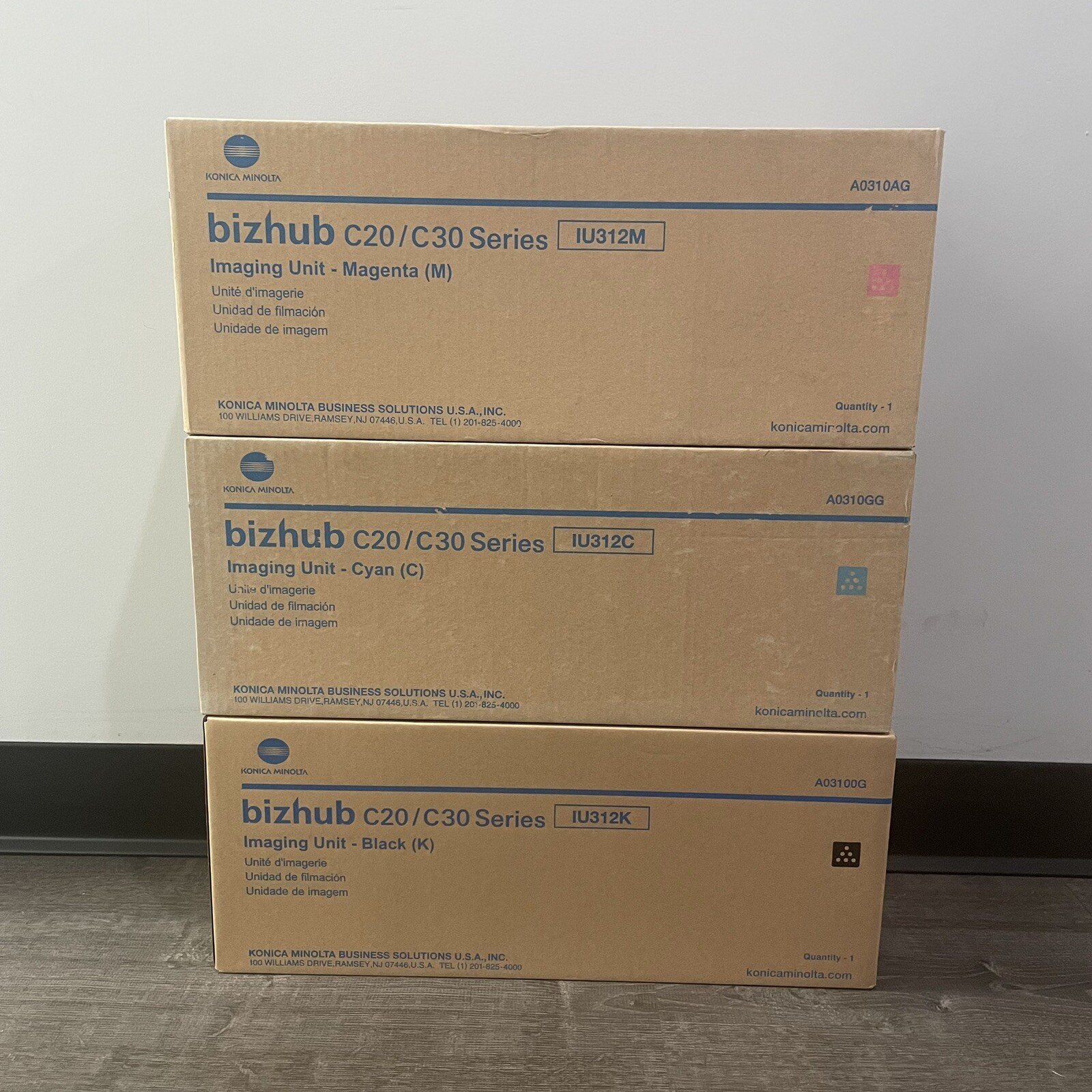 Konica Minolta IU312 KCM Imaging Unit Cartridges bizhub C20/ C30 Series lot of 3