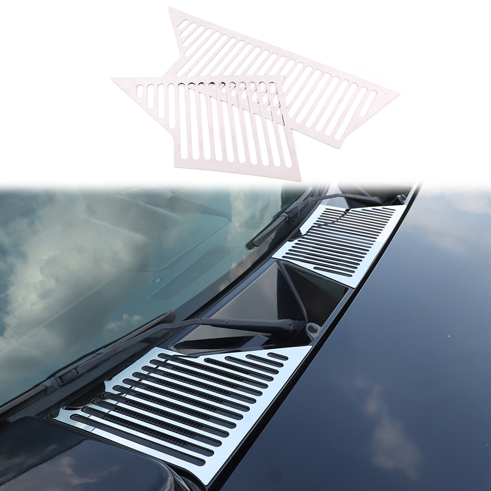 2x Steel Chrome Front Hood Air Intake Vent Trim Mesh Fit For Hummer H2 2003-2009