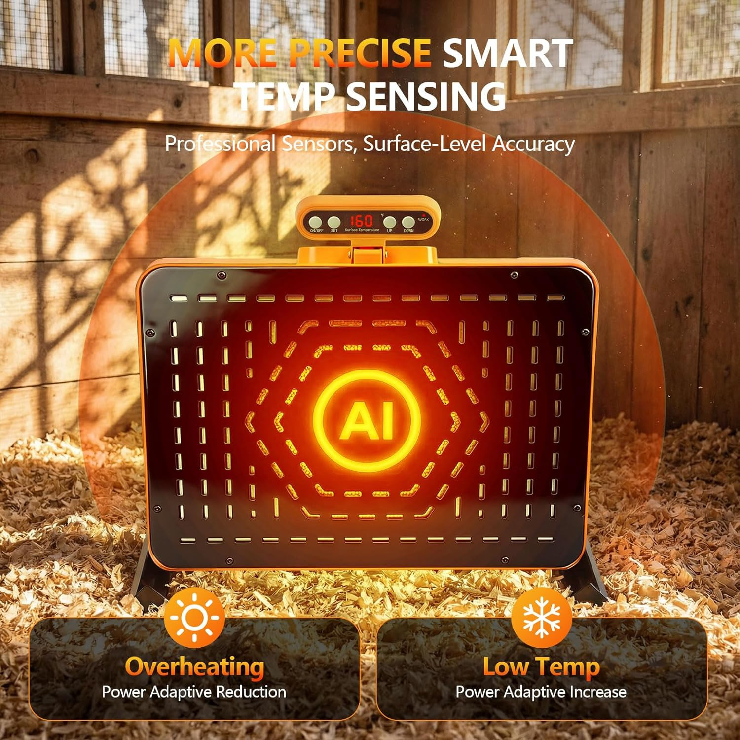 Smart Brooder Plate with Temperature Display & Adjustable Height, 11 X 15 Inch C