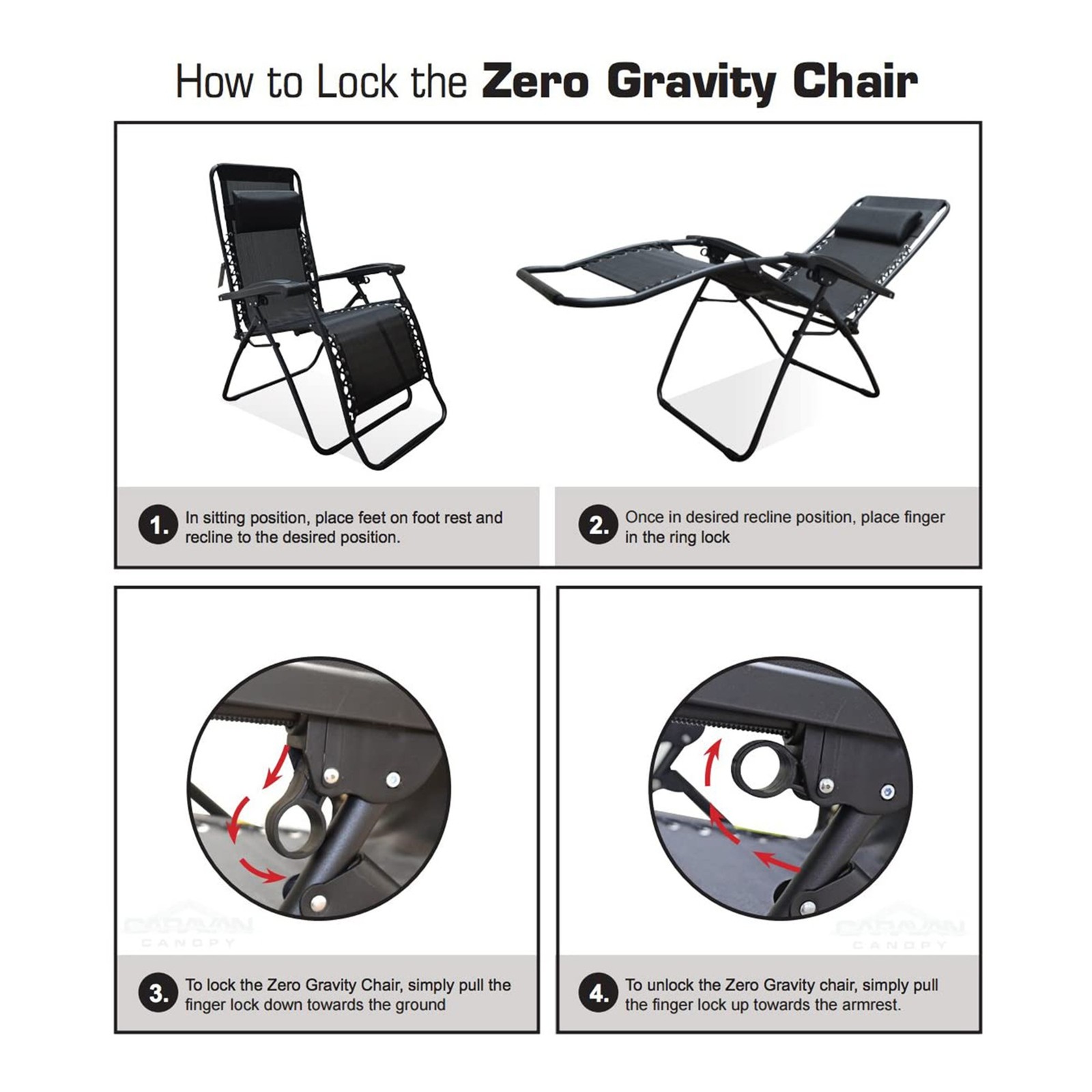 Caravan Sports Zero Gravity Indoor & Outdoor Reclining Lounge Chair (Open Box)