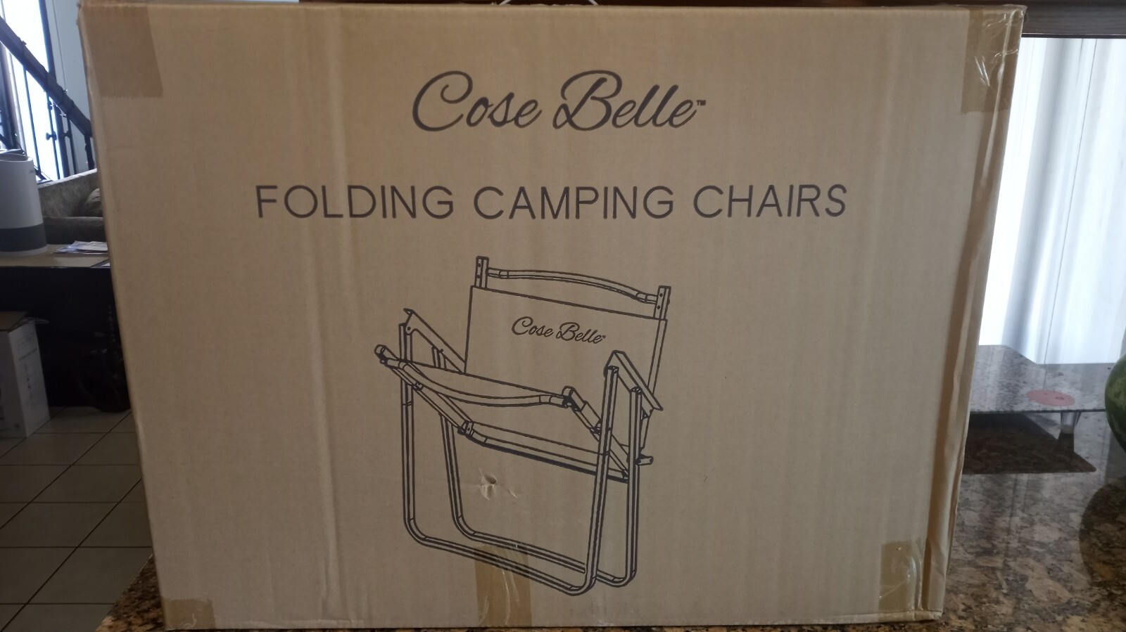 Set of 2 Cose Belle Folding Camping Chairs, 230Lb Capacity, Metal Frame,  Black