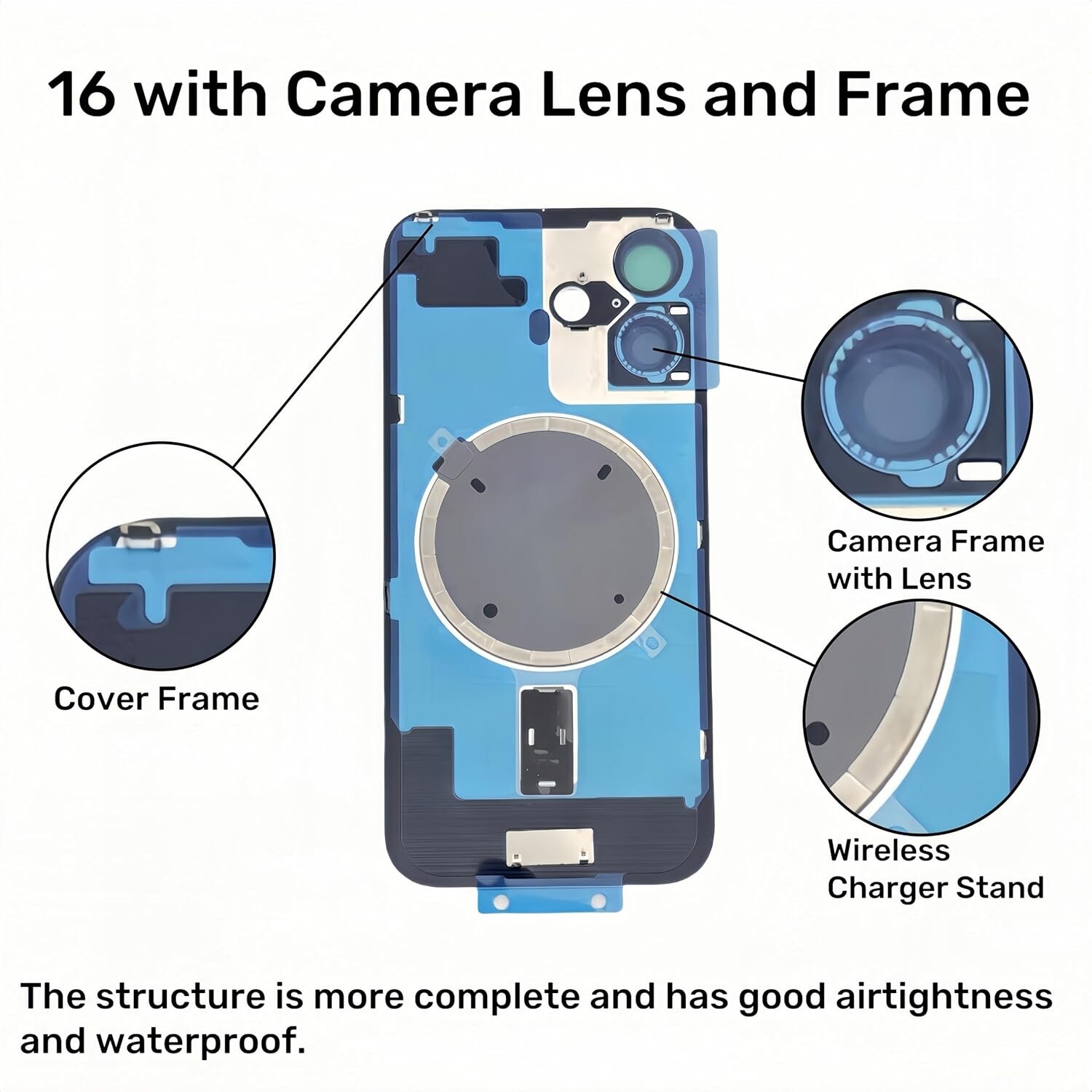 Back Glass with Metal / Magnet / NFC for iPhone 16 16 Plus,16 Pro,16 Pro Max,16e