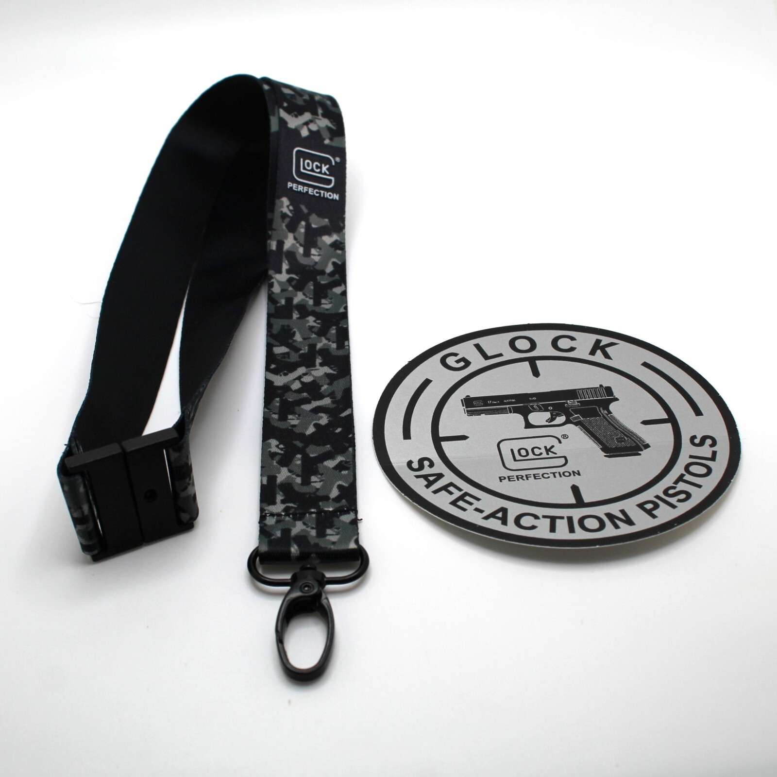 Glock Lanyard Keychain ID Holder Camouflage NEW & Glock Safe Action Sticker