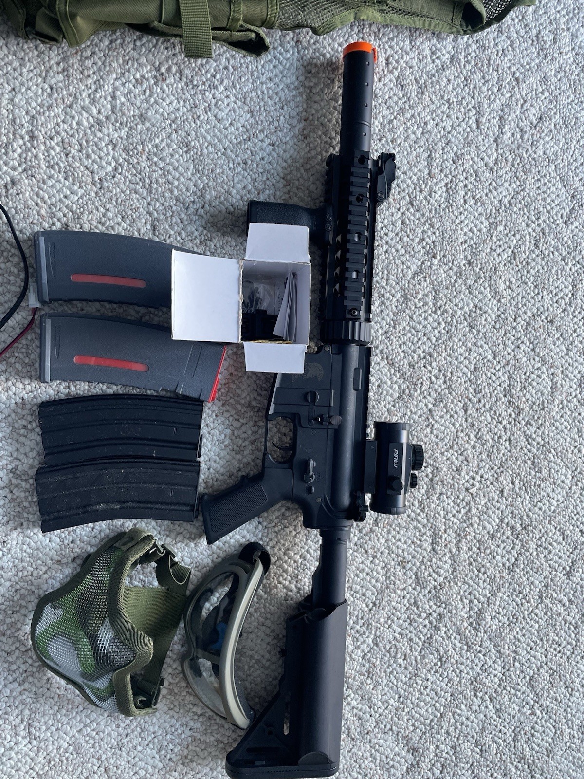 Novritsch SSP18 Electric Airsoft Rifle Bundle w/ Magazines, Vest, Mask, BBs