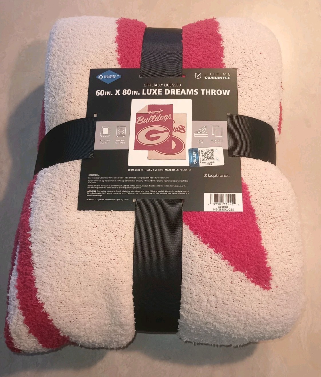 UNIVERSITY OF GEORGIA Bulldogs 60x80 Luxe Dreams THROW BLANKET - NEW!! 🐶🐶