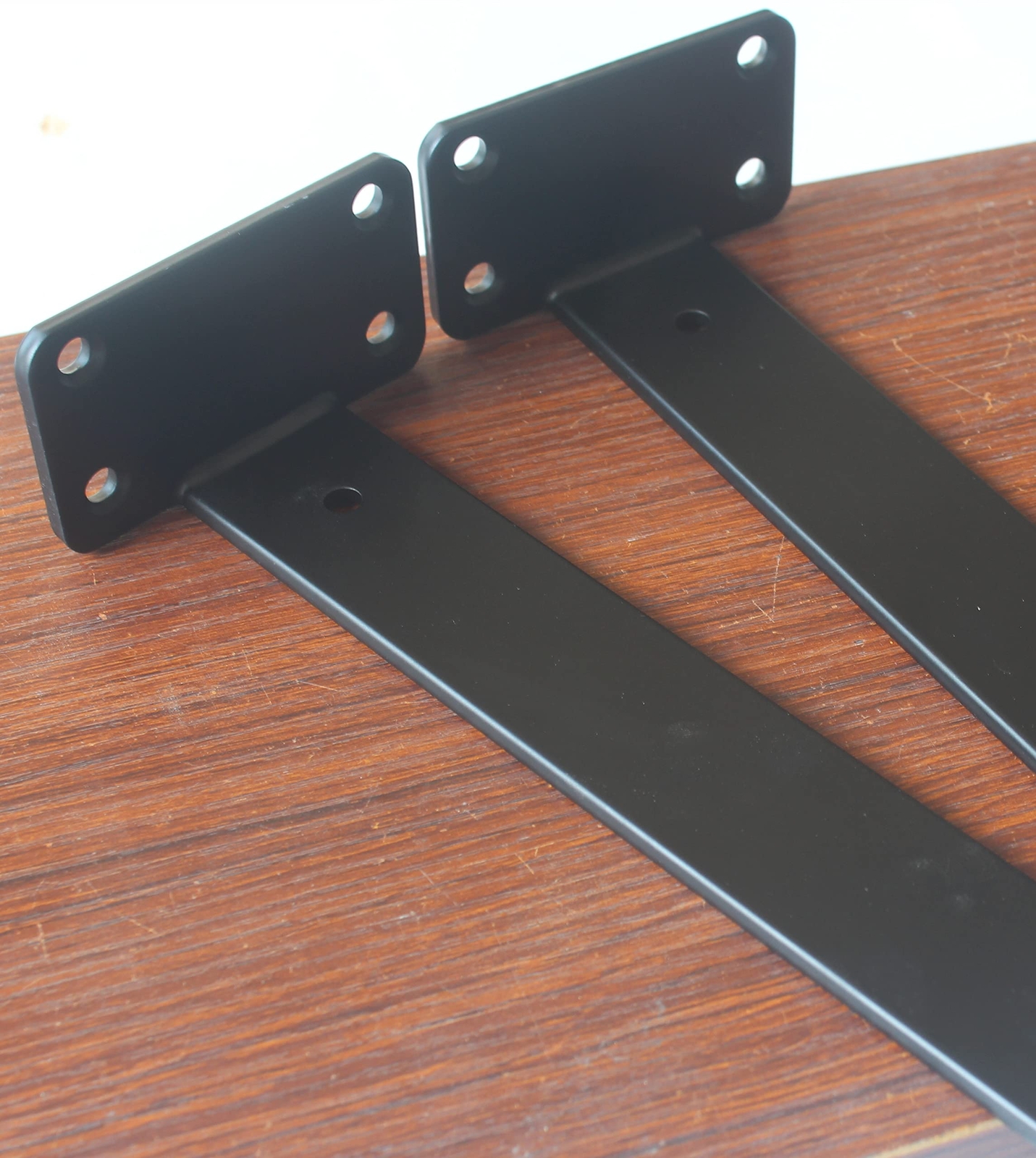 6 Pack - 8 inch Black Hidden L Shelf Bracket 1/5 Inch Thicked Iron Shelf Brac...