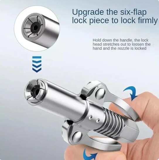 Grease Gun Coupler Double Handle High Pressure Quick Release Lock Oil Nozzles