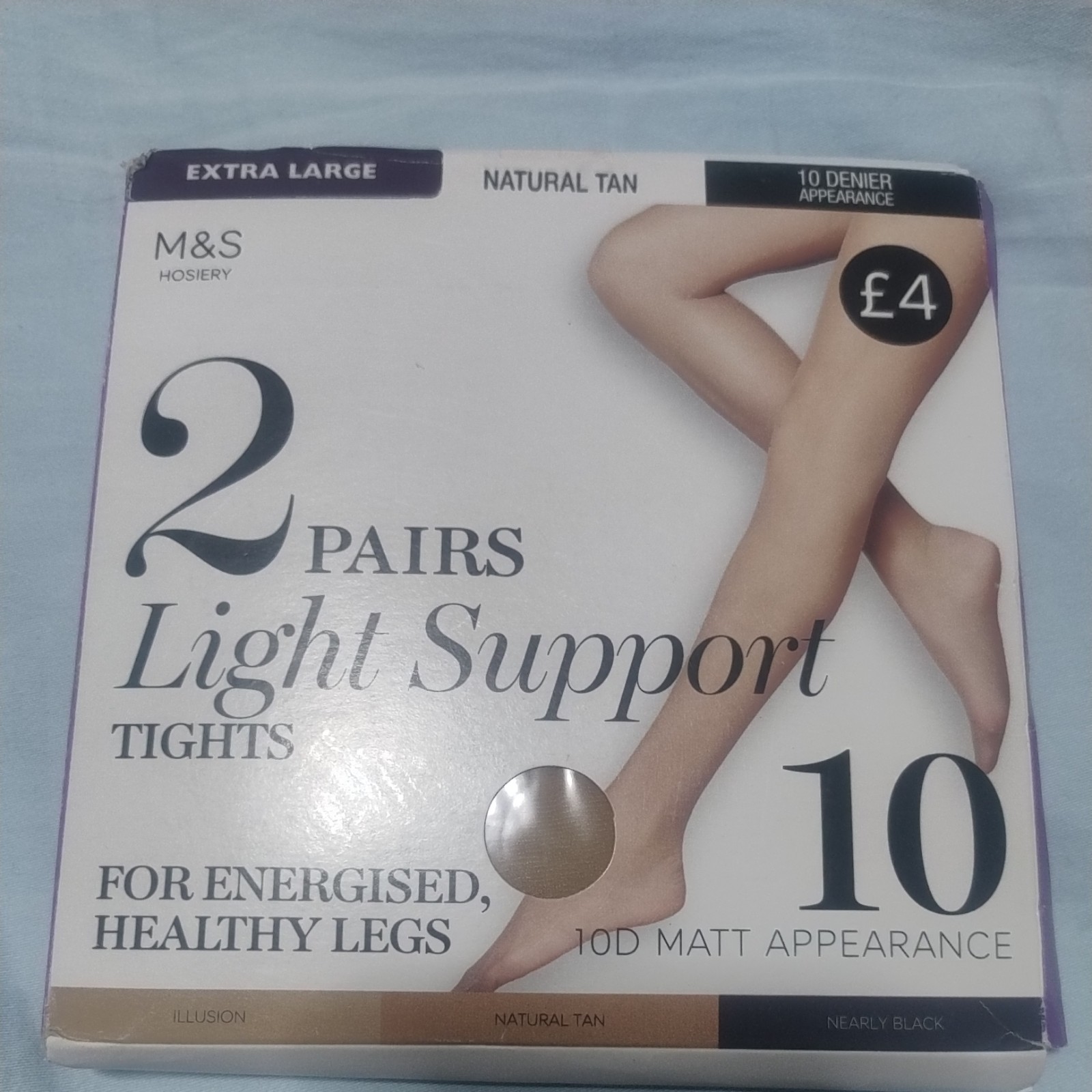 M&S 10 Den Essential Light Support Matt Tights, Size XL in Natural Tan 2 pack