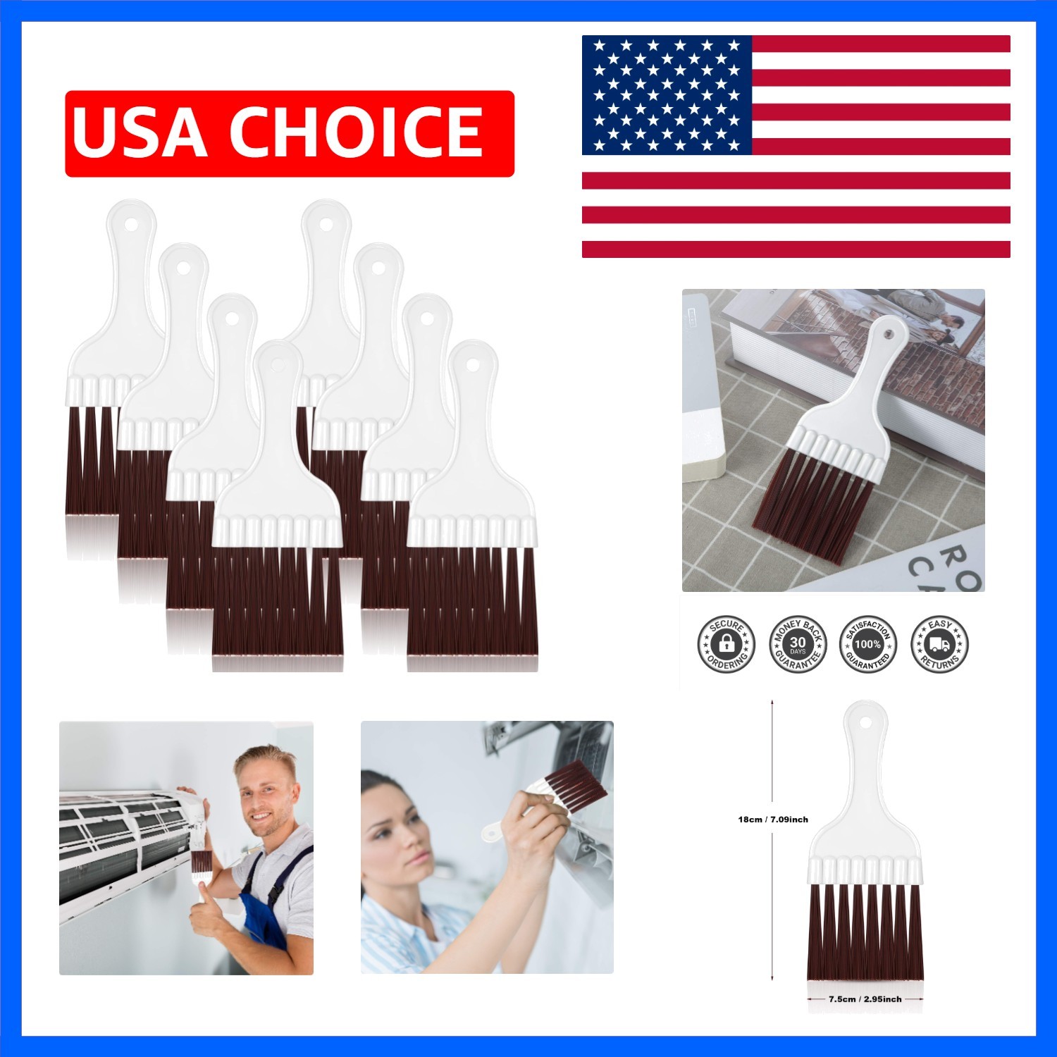 8 Packs Coil Brush Air Conditioner Condenser Refrigerator Cleaning HVAC Coil ...