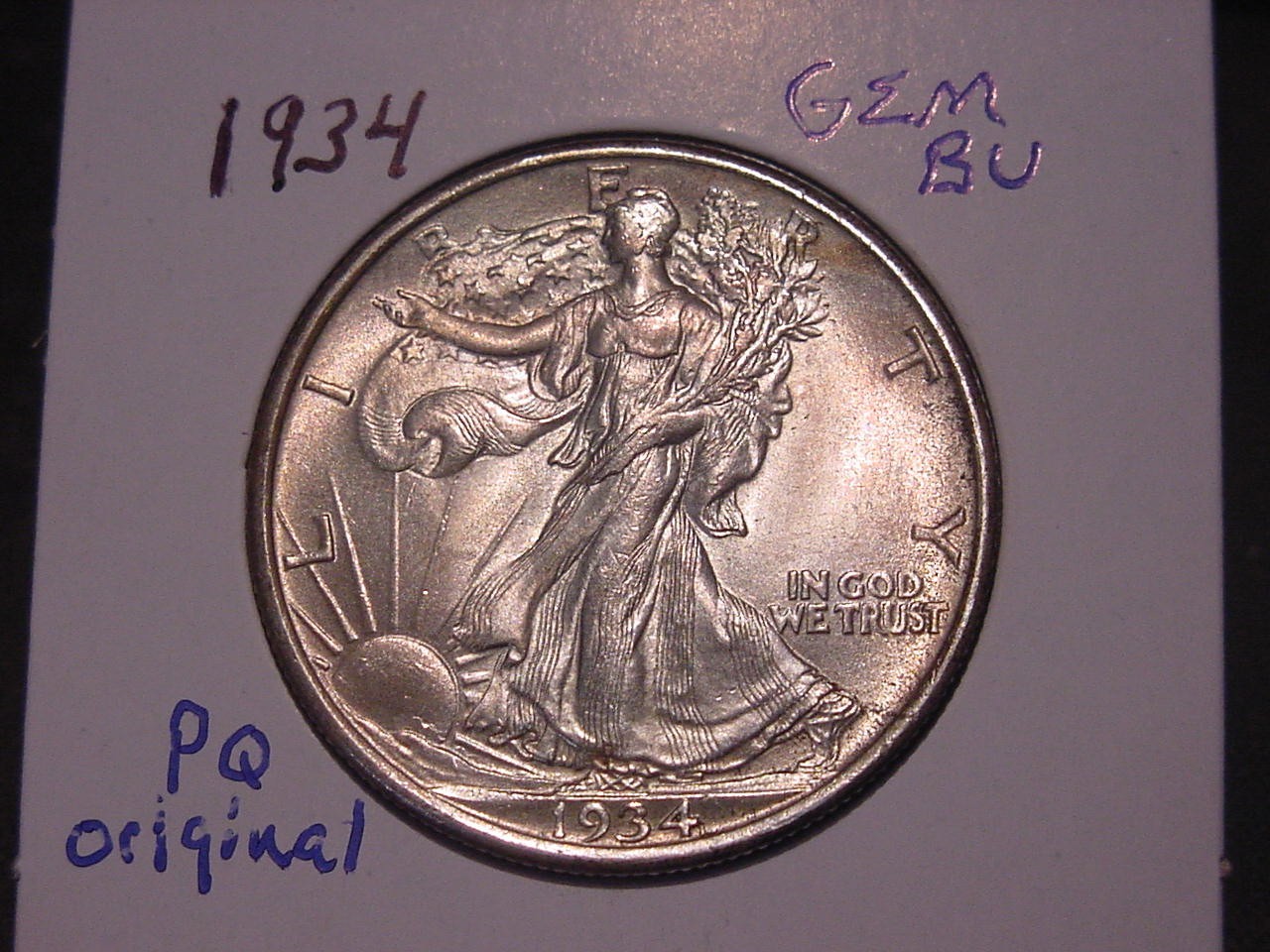 1934 WALKING LIBERTY HALF ORIGINAL GEM BU NICE BETTER DATE PQ LOOK SHIPS FREE