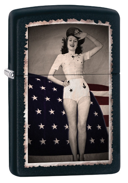 Zippo New 2014 Choice Catalog Woman Saluting Flag Black Matte 28533