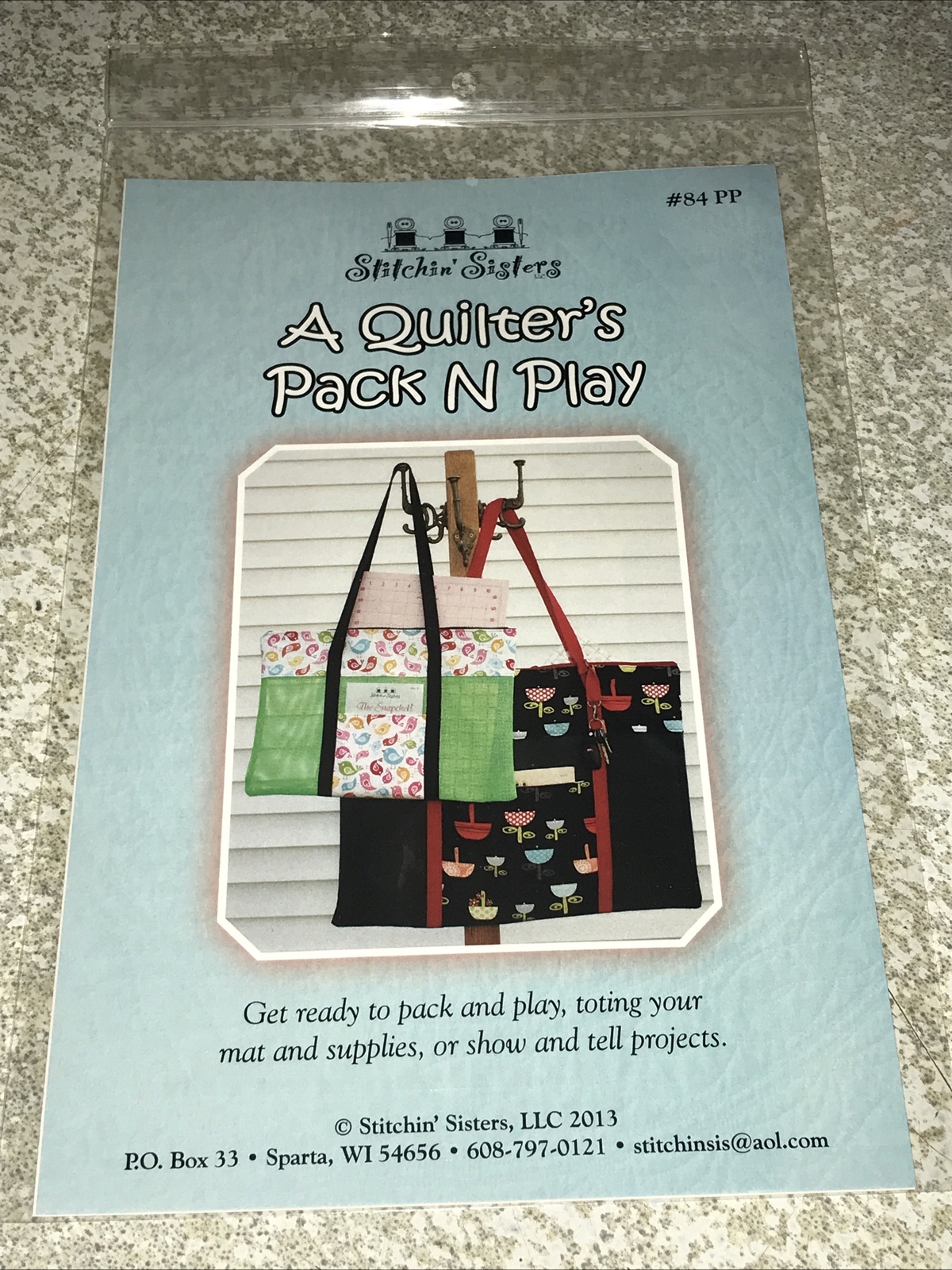 2016 Stitchin Sisters A Quilters Pack N Play Tote Bag Pattern #84