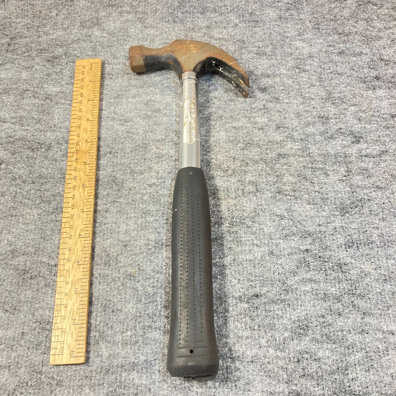 Vintage Stanley 16oz Claw Hammer Octagon Head 13" Steel Shaft Soft Grip USA