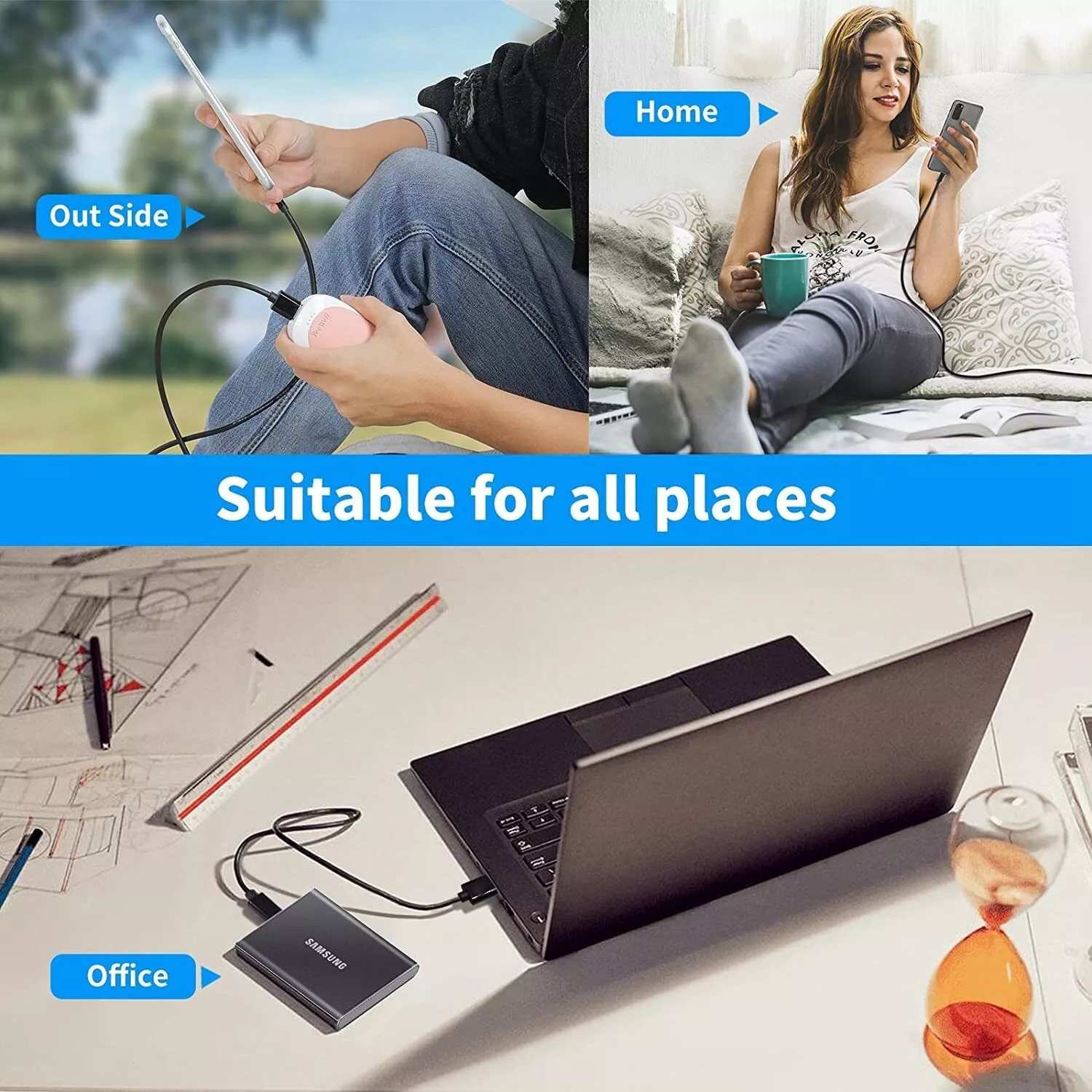 USB A to USB C Cable Type C 10Gbps Data Transfer phone,computer 3A Fast Charging