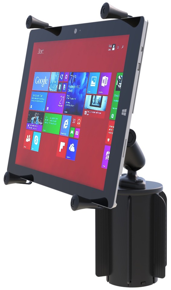 RAM-A-CAN Cup Holder Mount w/ X-Grip  for 12" Tablets - Fits iPad Pro and Others