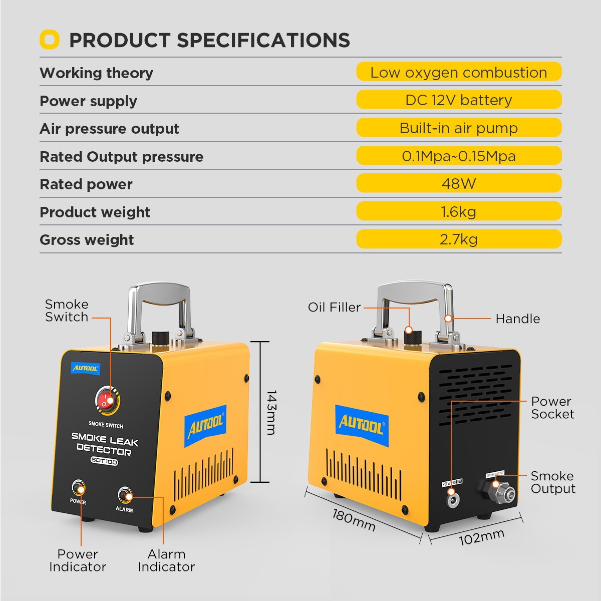 Automotive EVAP Smoke Machine Diagnostic Vacuum Leak Tester Detection Smoke Test