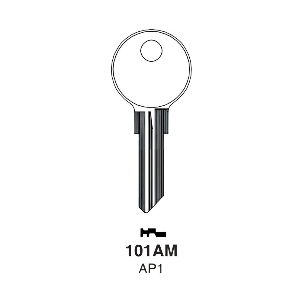 101AM, AP1 Key Blank 6-PIN Nickel