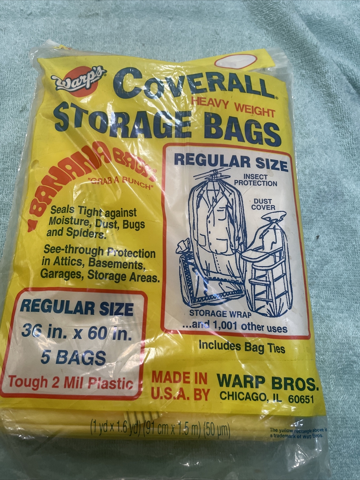 Warps Banana Bags Heavy Weight See Through 5 bags 36 X 60 New Sealed